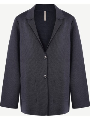 Geniş Ceket Yaka Uzun Kol Hırka