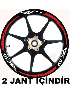 Yeni Özel  Motosiklet Jant Şeridi Rks Beyaz Yazı Kırmızı Şerit Sağ-Sol/ön-Arka