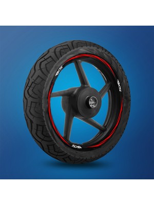 Yeni Özel  Motosiklet Jant Şeridi Rks Uyumlu Beyaz Yazılı Kırmızı Sağ-Sol/ön-Arka