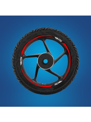 Yeni Özel  Motosiklet Jant Şeridi Rks Beyaz Yazılı 3 Parçalı Kırmızı Reflektif Sağ-Sol/ön-Arka