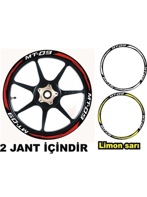 Yeni Özel  Motosiklet Jant Şeridi Yamaha mt 09 Beyaz Yazı Kırmızı Şerit Sağ-Sol/ön-Arka