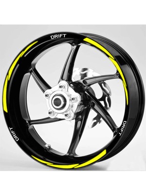 Yeni Özel  Motosiklet Jant Şeridi Sarı Mondial Beyaz Drift Uyumlu Yazılı Sağ-Sol/ön-Arka