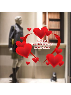 Çınarrium 14 Şubat Sevgililer Günü Mağaza Vitrin , Duvar, Cam , Kapı Özel Yeni Sticker Takımı S1474532585