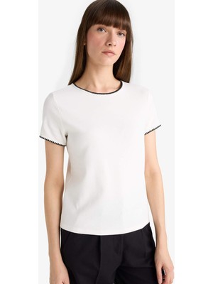 DeFacto Regular Fit Bisiklet Yaka Ribana Kısa Kollu Tişört F9831AX25AU