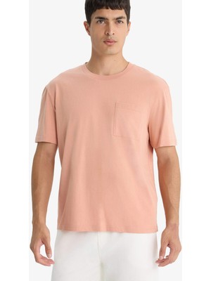 DeFacto %100 Pamuk Bisiklet Yaka Penye Kısa Kollu Tişört F9767AX25SM