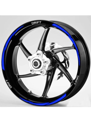 Yeni Özel  Motosiklet Jant Şeridi Drift Uyumlu Beyaz-Mavi Sağ-Sol/ön-Arka