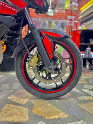 Yeni Özel  Motosiklet Jant Şeridi Kırmızı Sağ-Sol/ön-Arka