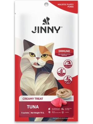 Jinny Immune Tuna Etli Kedi Ödülü Creamy Treat 5X15GR Ton Balıklı Bağışıklık Destekleyici Tüm Yaş Grupları İçin