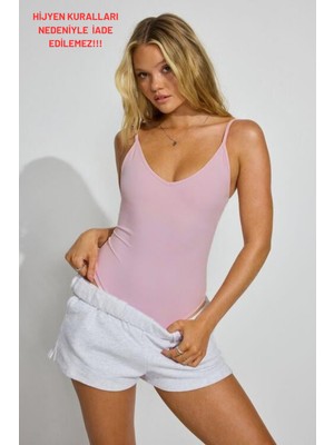 Pembe Askılı Kadın Bodysuit MG2542