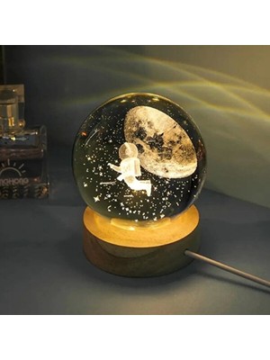 Uçan Astronot Işıklı Cam Küre Cap 6 cm 56