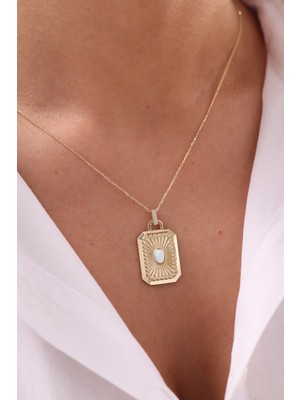 Vintage Formda Güneş Işıltılı 14 Ayar Altın Kolye