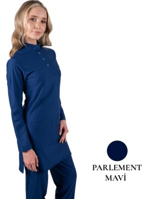 Likralı Doktor & Hemşire Forması Cerrahi Takım Siyah | Brl Tesettür Panda Flex