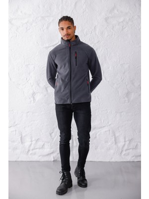 Monox Erkek Biyeli Fermuarlı Spor Polar Ceket