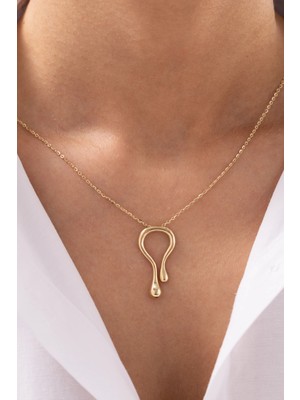 Damla Uçlu Modern Form 14 Ayar Altın Kolye