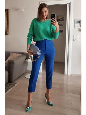 Saks Önü Biyeli Yüksek Bel Kadın Pantolon MG2425