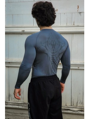 Liber Cyber Bones - Uzun Kollu Compression T-Shirt (Fume)