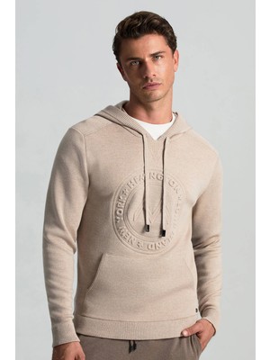M Logolu Kapüşonlu Camel Hoody