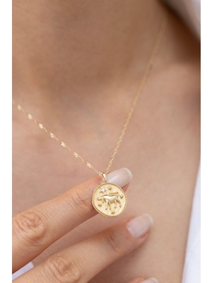 Vintage Boğa Burcu 14 Ayar Altın Kolye