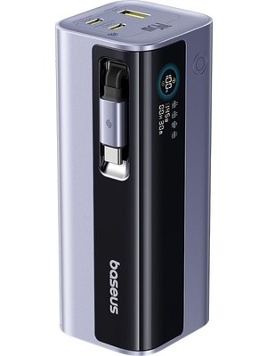Baseus Energeek GR11 145W 20.000 Mah Geri Çekilebilir Dahili Type-C Kablolu 2x Type-C 1xusb Powerbank uzay gri