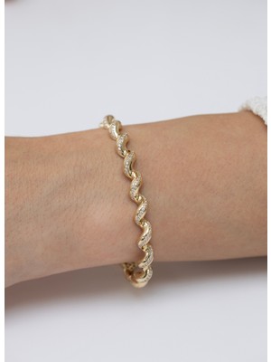 Işıltılı Dalga 14 Ayar Altın Bileklik