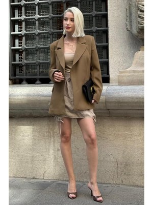 Haki Astarlı Kadın Blazer Ceket MG2508