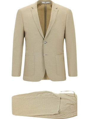 Super Slim Fit Ekstra Dar Kesim Desenli Beli Lastikli Ipli Spor Takım Elbise