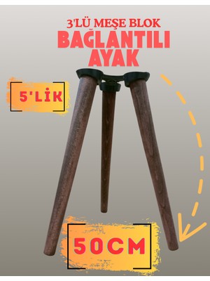 3 Bağlantılı Masa Sehpa Ayağı Meşe Görünümlü