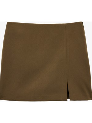 Yırtmaç Detaylı Mini Şort Etek