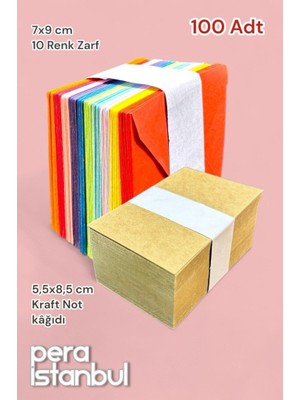 100 Adet Mini Zarf 70MMX90MM 10 Renk Zarf Hediye Doğum Günü Dilekleri Zarfı Kraft Not Kartlı