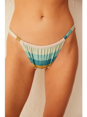 Çok Renkli Çizgili Simli Nature Side Bikini Altı