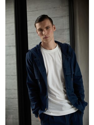 Dokulu Kapüşonlu  Ceket