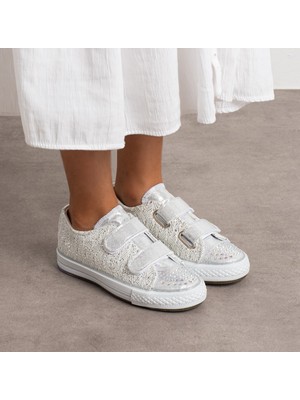 Surpie Shoes Çocuk Dantelli Işıklı Convers Ayakkabı Kız Çocuklar İçin Cırtlı 30 Numaraya Kadar