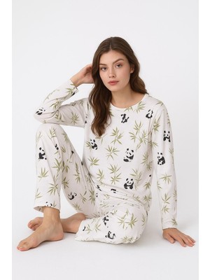 Kadın Oversize Uzun Kollu Pamuklu Pijama Takımı