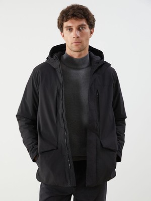 Standart Kalıp Kapüşonlu Erkek Mont  (W5)