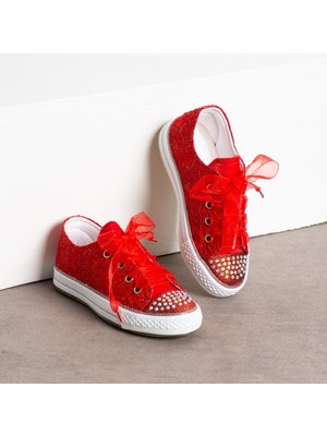 Kız Çocuk Günlük Ayakkabı, (21-30 Numara Işıklıdır) Dantelli Çocuk Ayakkabı