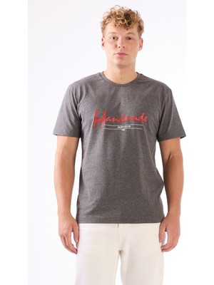 Dufy Erkek Regular Fit Bisiklet Yaka Antrasit Melanj T-Shirt