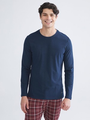 Bisiklet Yaka Uzun Kollu Erkek Pijama Üst  (W5)