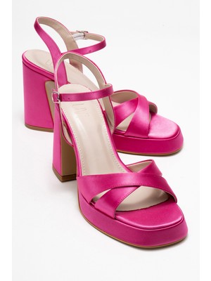 Luvi Lello Fuşya Saten Kadın Platform Topuklu Ayakkabı