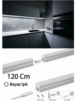Mutfak Tezgah Aydınlatması-Raf Aydınlatması 120CM LED Anahtarlı Set- Beyaz.