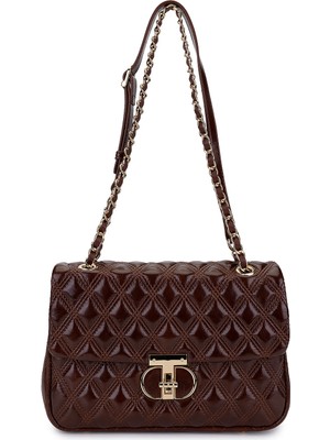 Tamer Tanca Kadın Suni Deri Kahverengi Omuz Çanta 921 27160 Bn Cnt SK25-26 Kahve