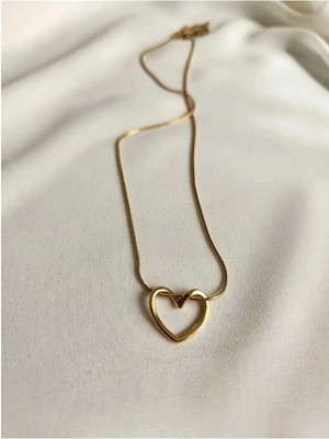 Kalp Düğümlü Çelik Gold Kolye