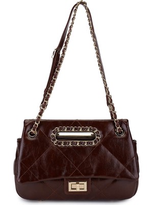 Tamer Tanca Kadın Suni Deri Kahverengi Omuz Çanta 921 27155 Bn Cnt SK25-26 Kahve