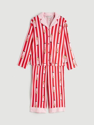 Gömlek Yaka Baskılı Kadın Pijama Takımı  (W5)