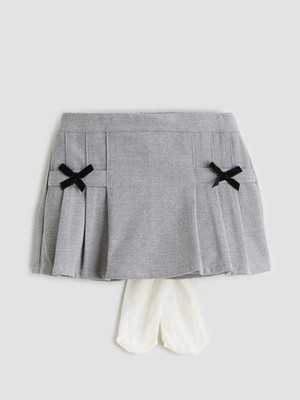 Beli Lastikli Pileli Kız Çocuk Şort Etek  (W5)