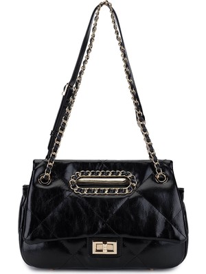 Tamer Tanca Kadın Suni Deri Siyah Omuz Çanta 921 27155 Bn Cnt SK25-26 Sıyah