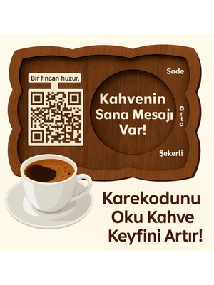 Kahvenin Sana Mesajı Var! Kahve Sunumluğu, Kahve Altlığı, Karekod Fincan Altlığı, Qr Kod, (2'li)