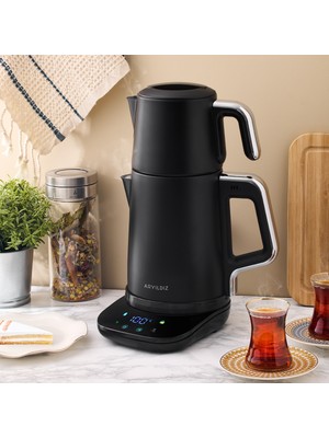 Aryıldız Vision Steel Çay Makinesi Mat Siyah