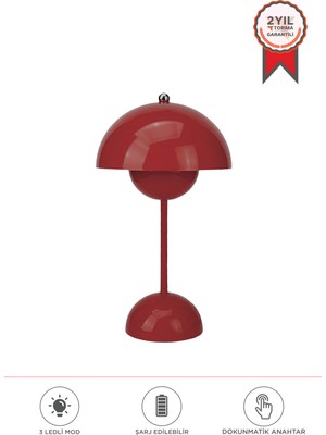 Lw-12 Şarjlı 3 Modlu Yuvarlak Masa Lambası LED Gece Lambası Kırmızı