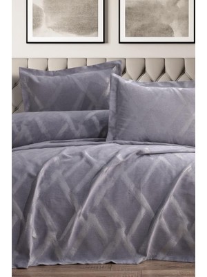 Nisan 3 Parça Çift Kişilik Pike Takımı 240X260 Gri