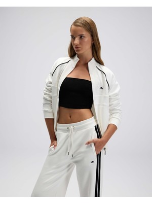 Ellesse Kadın Sweatshirt EF535-OF Düz Desenli Kırık Beyaz Rahat Kesim Sezonluk Ürün